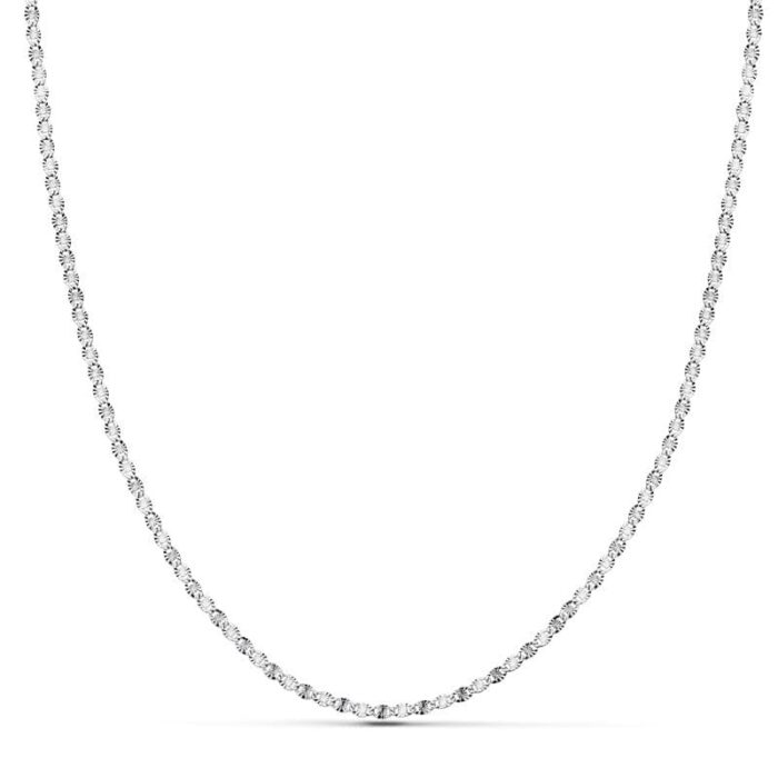 18K CADENA ORO BLANCO MACIZA DIAMANTADA 45CM 1.5 MM