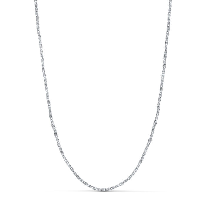 18K CADENA ORO BLANCO FORZADA MACIZA TALLADA. ANCHO: 1,8 MM. LARGO: 50 CM