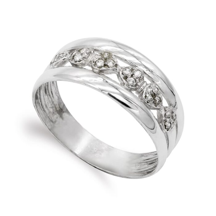 18K SORTIJA ORO BLANCO Y CIRCONITAS. ANCHO: 9 MM