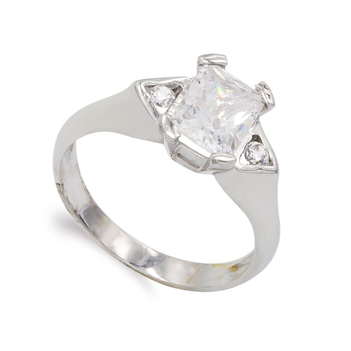 18K SORTIJA ORO BLANCO CON CIRCONITA EN GARRA. ANCHO: 8 MM