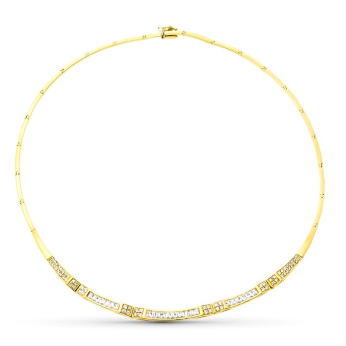 18K GARGANTILLA ORO AMARILLO Y BARRITAS CON CIRCONITAS