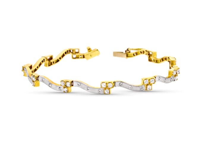 18K PULSERA ORO BICOLOR CON CIRCONITAS