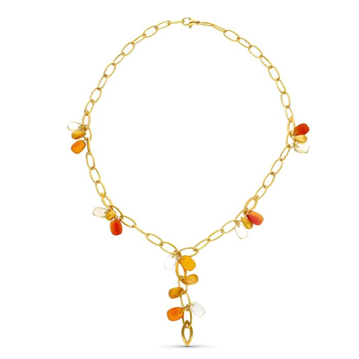 18K GARGANTILLA ORO AMARILLO PIEDRAS COLOR