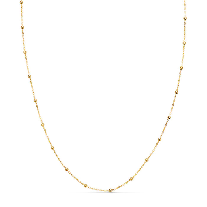 18K CADENA ORO AMARILLO FORZADA CON BOLAS DE 1,3 MM. ANCHO: 0,5 MM LARGO: 45CM