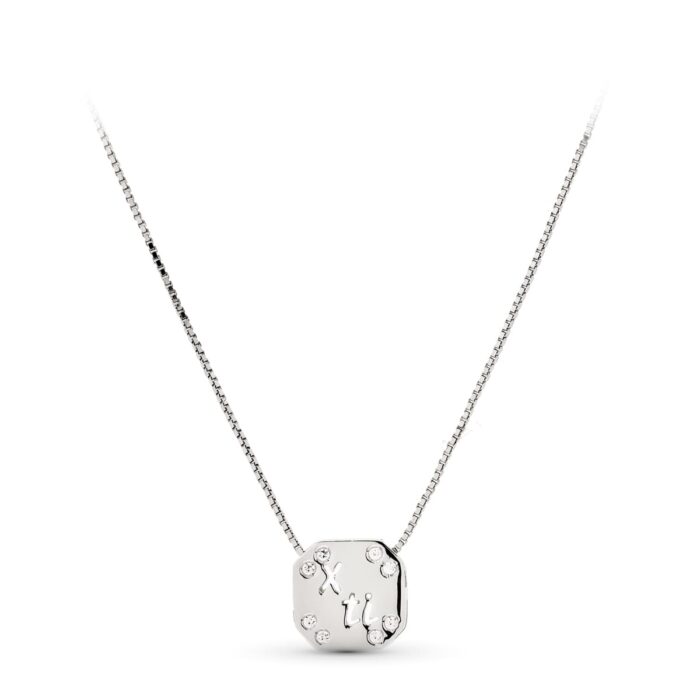 18K COLGANTE ORO BLANCO AMOR CON CIRCONITAS