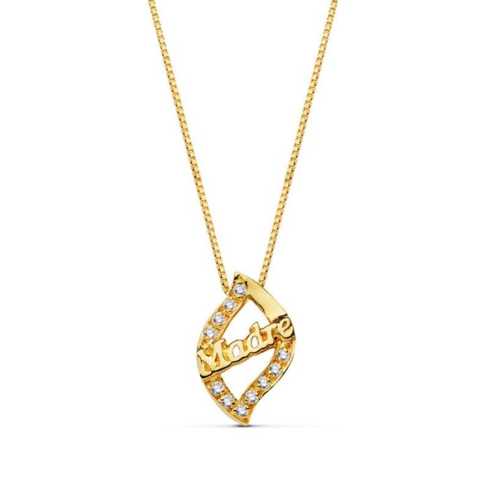 18K GARGANTILLA ORO AMARILLO MADRE CIRCONITA CADENA 44 CM