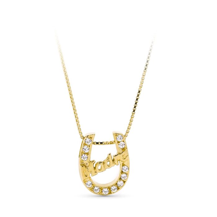 18K GARGANTILLA ORO AMARILLO MADRE HERRADURA CON CIRCONITAS
