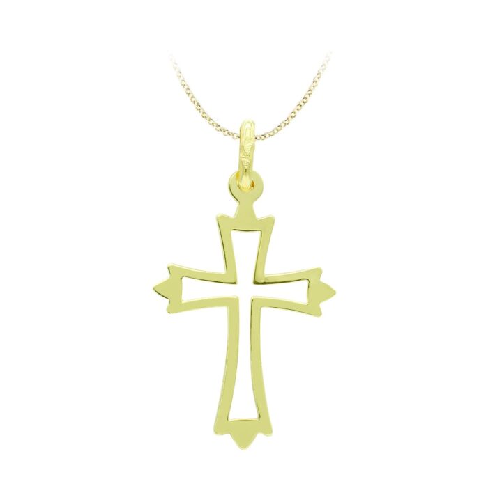 18K CRUZ ORO AMARILLO CALADA LISA 27X17 MM