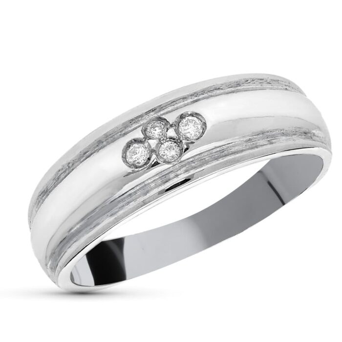18K SORTIJA ORO BLANCO DIAMANTES TALLA BRILLANTE 0,05 QTS. ANCHO: 6 MM