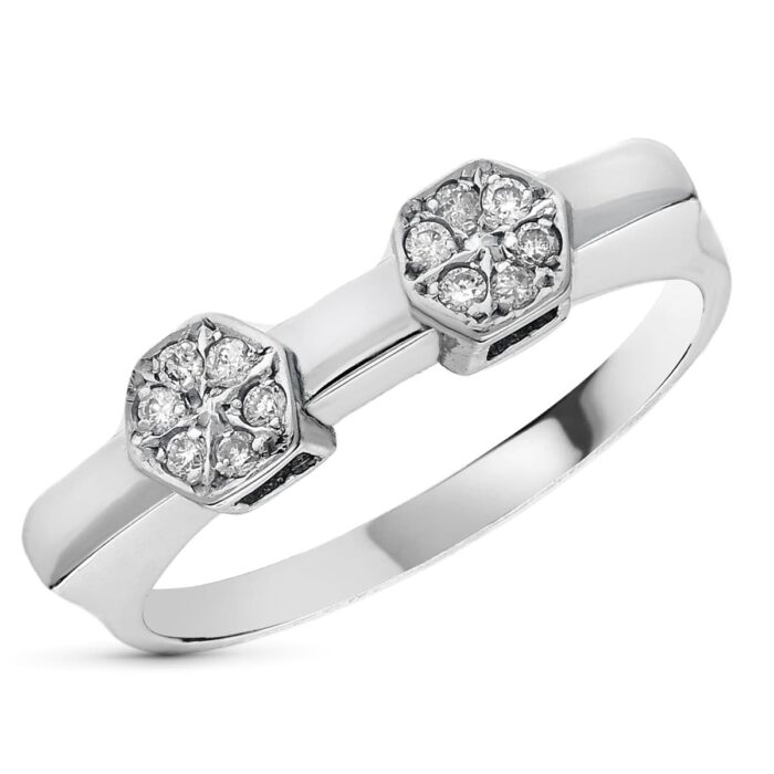 18K SORTIJA ORO BLANCO DIAMANTES TALLA BRILLANTE 0.15  QTS.