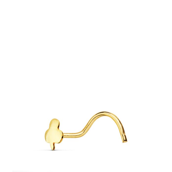 18K PIERCING ORO AMARILLO NARIZ TREBOL 3.5X3MM(PEDIDO MINIMO 3 UNIDADES)