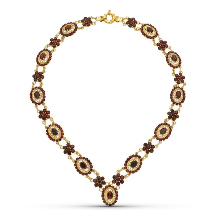 18K GARGANTILLA ORO AMARILLO GRANATES 42CM