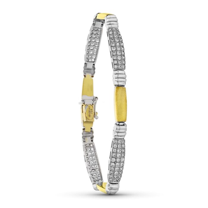 18K PULSERA ORO BICOLOR CIRCONITA ESTAMPACION