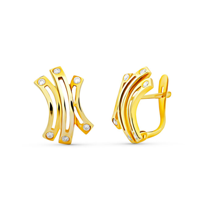 18K PENDIENTES BANDAS CIRCONITA 16X11 MM