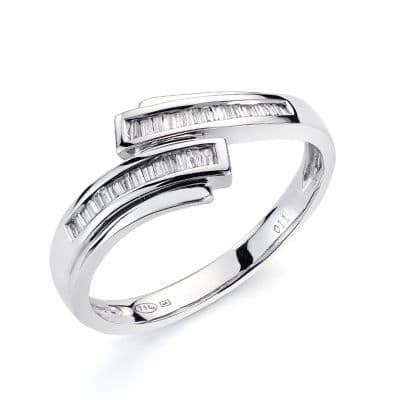 18K SORTIJA ORO BLANCO 30 DIAMANTES TALLA BAGUETTE 0.116  QTS. ANCHO: 7MM