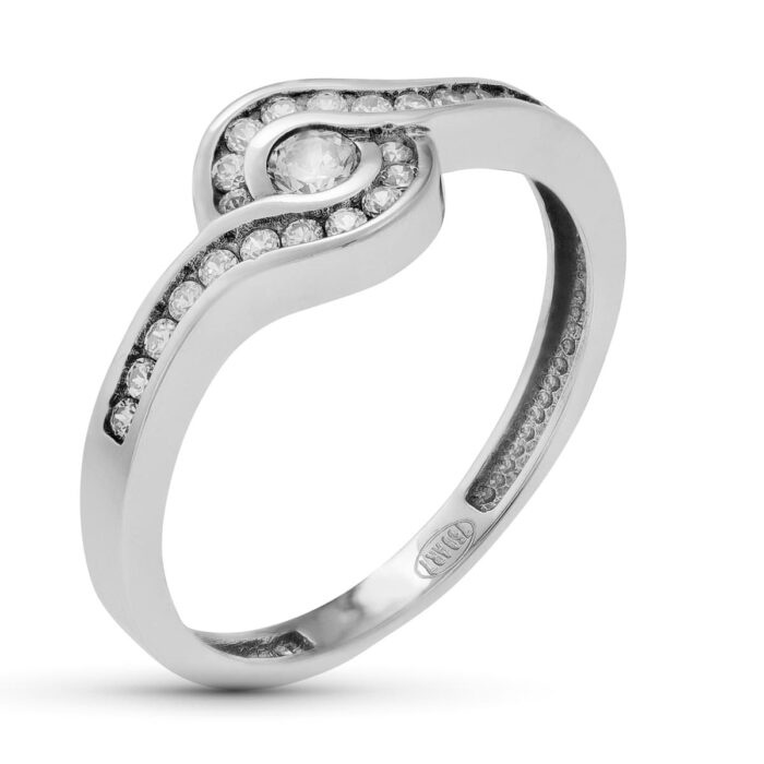 SORTIJA ORO BLANCO 18K CON CIRCONITAS ANCHO 7,5 MM