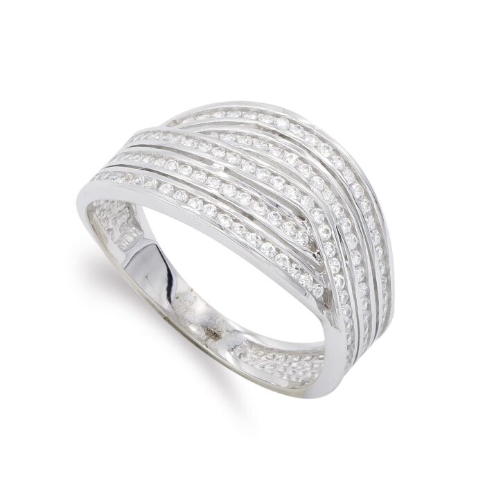 SORTIJA ORO BLANCO 18k CON CIRCONITAS ANCHO 10,5 MM