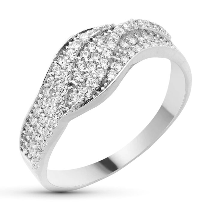 SORTIJA ORO BLANCO 18K CON CIRCONITAS ANCHO 7,5 MM