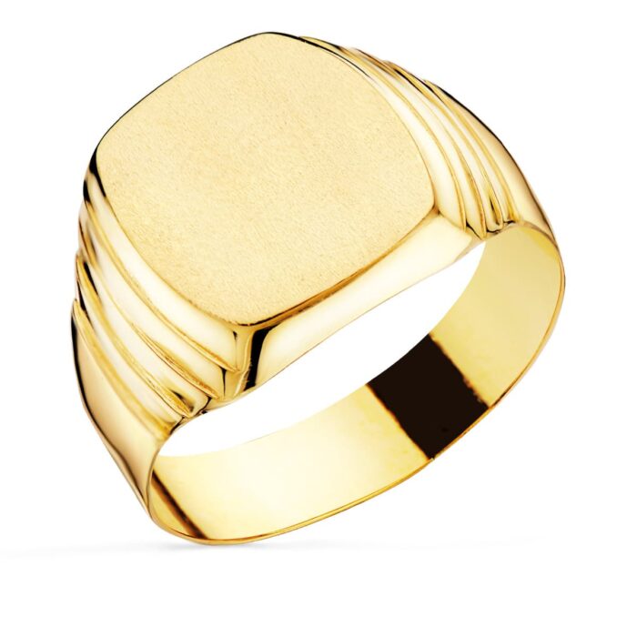 SELLO ORO AMARILLO 18K HUECO CABALLERO TONEL LATERAL GALLONES ZONA GRABADO 13X12 MM