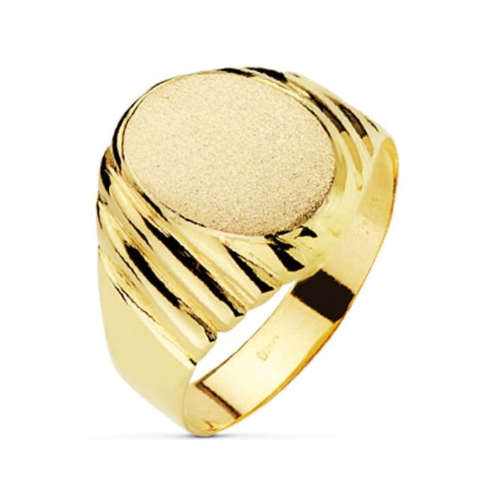 SELLO ORO AMARILLO 18K HUECO TALLADO OVAL ZONA GRABADO 13 X 11 MM