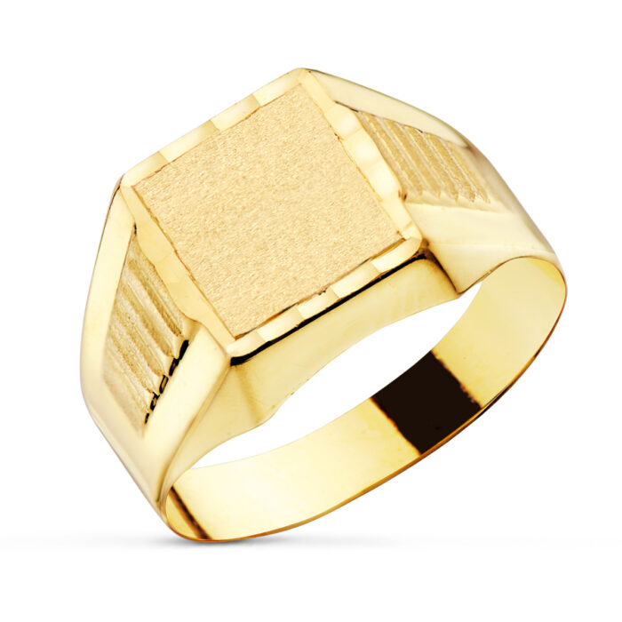 SELLO ORO AMARILLO 18K CADETE HUECO TALLADO ZONA GRABADO 7 X 7 MM