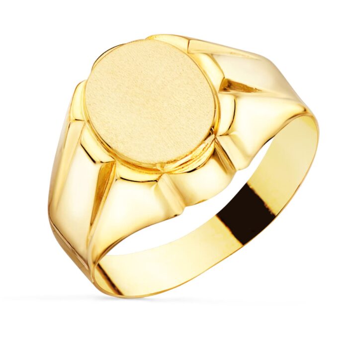 SELLO ORO AMARILLO CABALLERO HUECO OVAL LATERAL BRILLO ZONA GRABADO 11X9 MM