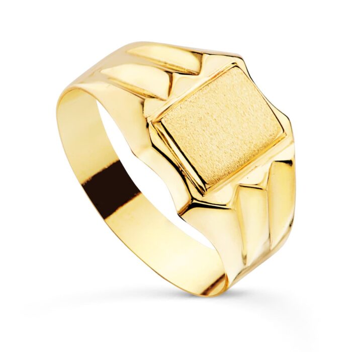 SELLO ORO AMARILLO 18K HUECO CADETE ZONA GRABADO 7,5 X 5,5MM