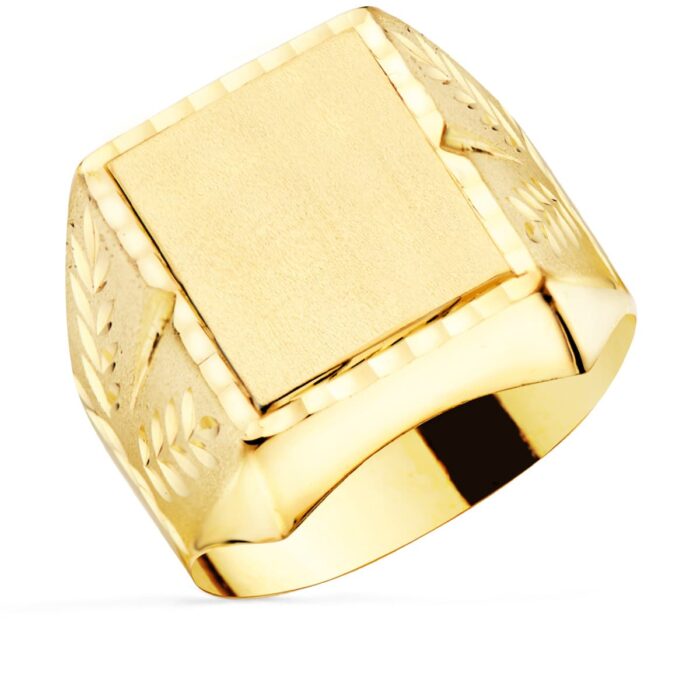 SELLO ORO AMARILLO CABALLERO TALLADO HUECO ZONA GRABADO 18X16 MM