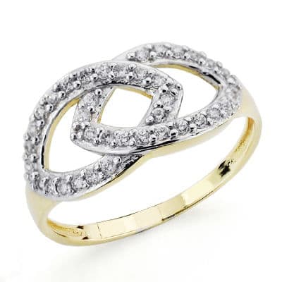 SORTIJA ORO BICOLOR 18K CON CIRCONITAS ANCHO 9,5 MM