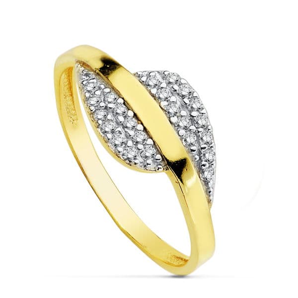 SORTIJA ORO BICOLOR 18K CIRCONITAS CUERPO 1.5M