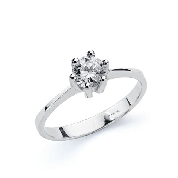 SOLITARIO ORO BLANCO 18K CIRCONITA 4.5 MM