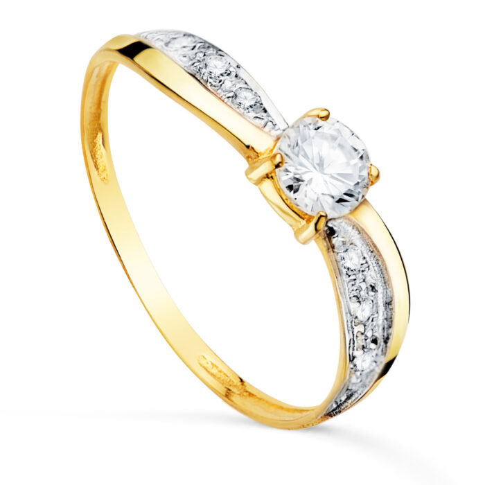 18K SOLITARIO ORO BICOLOR CIRCONITA 4 MM