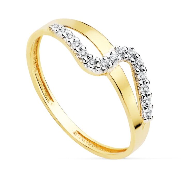 18K SORTIJA BICOLOR CIRCONITAS