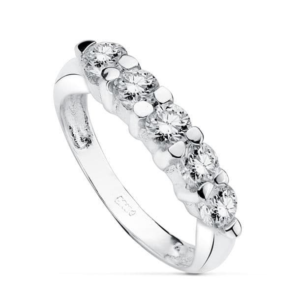 18K SORTIJA QUINTILLO ORO BLANCO CIRCONITAS 4 MM