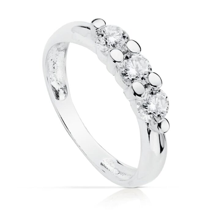 18K SOLITARIO TRES CIRCONITAS 4 MM ORO BLANCO