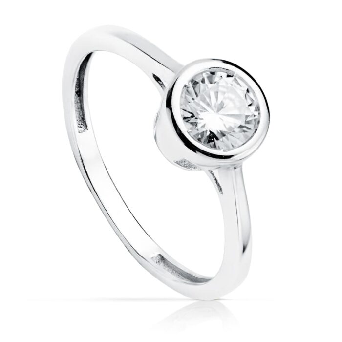 18K SOLITARIO ORO BLANCO CIRCONITA 5.5 MM