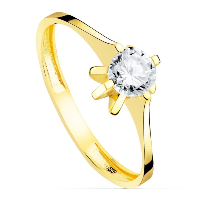 18K SOLITARIO ORO AMARILLO CIRCONITA GARRAS 5 MM ANCHO CUERPO 2 MM