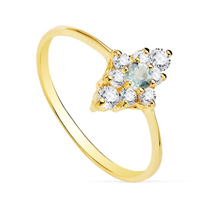 18K SORTIJA AGUAMARINA CUAJO 10X7 MM