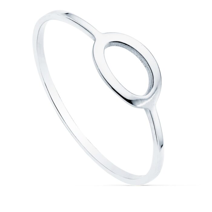 18K SORTIJA ORO BLANCO LISA MOTIVO OVAL 8X5 MM