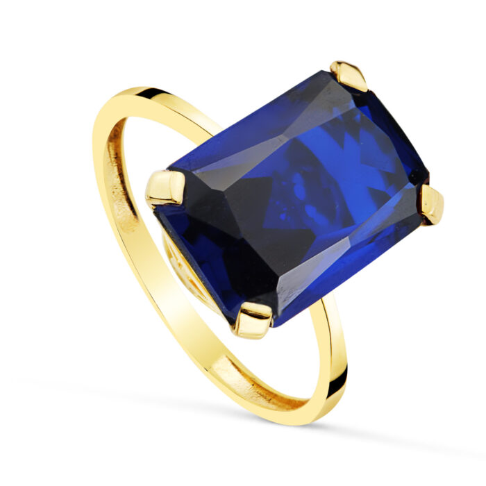 18K SORTIJA ORO AMARIILO PIEDRA ZAFIRO SPINEL 14 X 10 MM. ANCHO CUERPO: 2MM