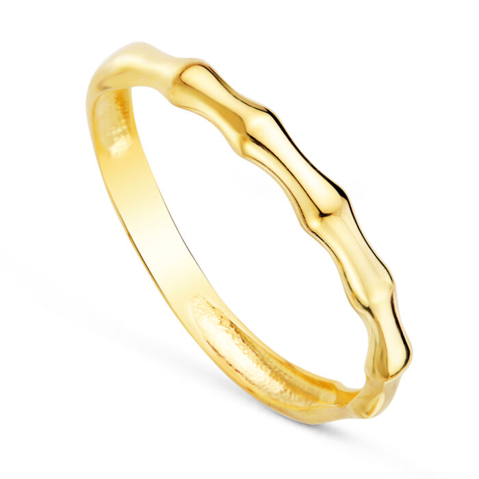 18K SORTIJA ORO AMARILLO LISA TRAMOS BAMBÚ. ANCHO: 2MM