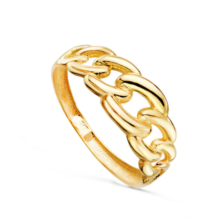 SORTIJA ORO AMARILLO 18K ESLABONES EN BRILLO ANCHO 7 MM