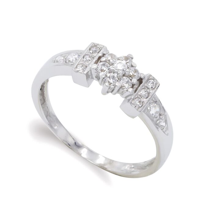 18K SORTIJA ORO BLANCO Y CIRCONITAS