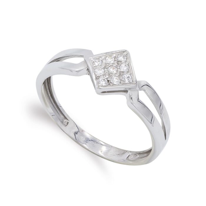 18K SORTIJA ORO BLANCO Y CIRCONITAS