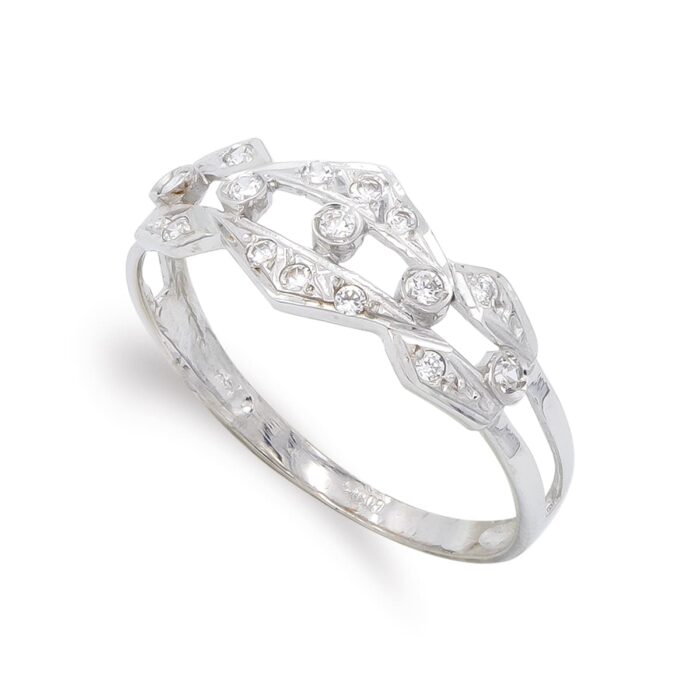 18K SORTIJA ORO BLANCO Y CIRCONITAS