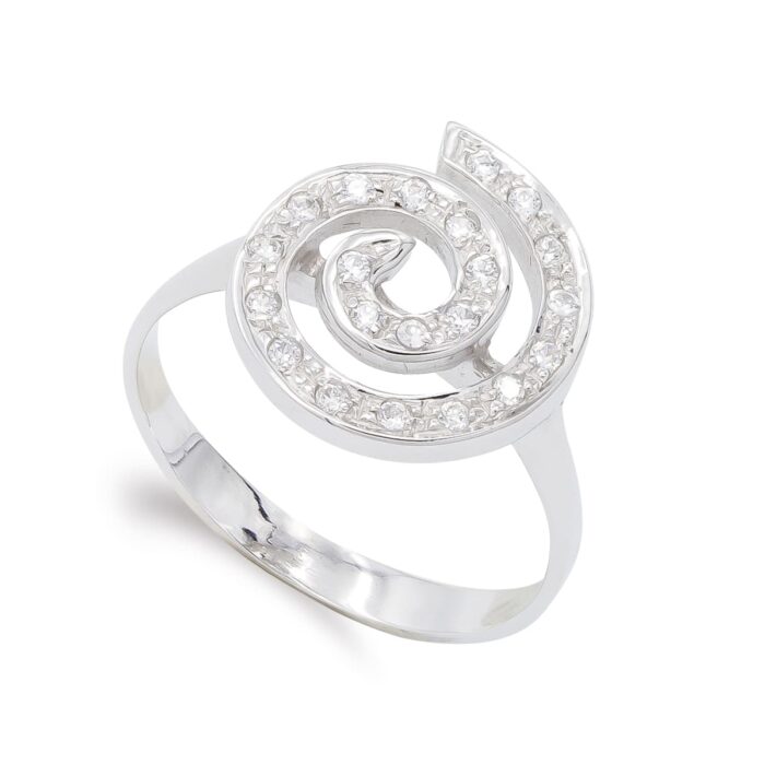 18K SORTIJA ORO BLANCO Y CIRCONITAS ESPIRAL