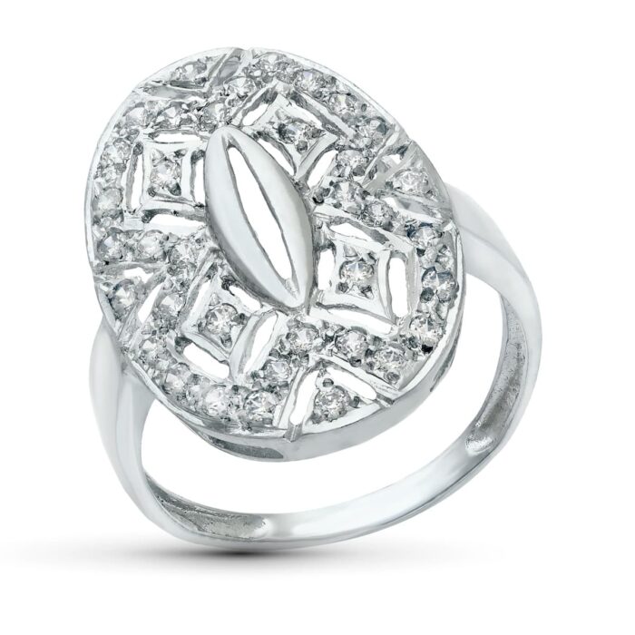 18K SORTIJA ORO BLANCO MOTIVO LANZADERA 23X15 MM CON CIRCONITAS. ANCHO: 23 MM