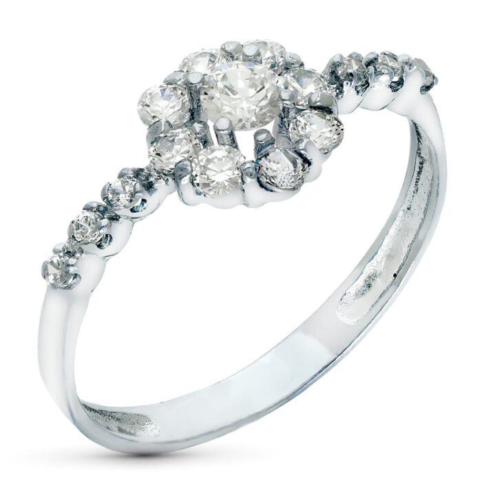 18K SORTIJA ORO BLANCO CUAJO CON CIRCONITAS. ANCHO: 8 MM
