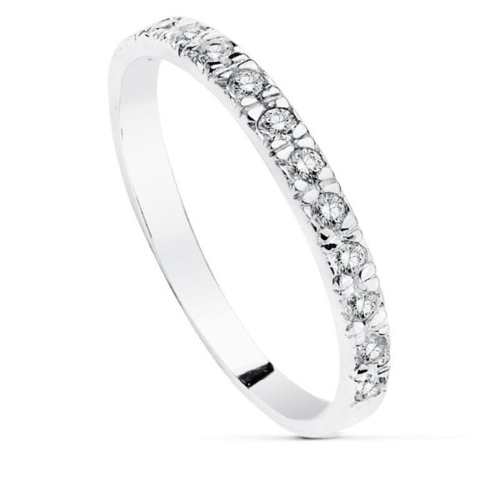 18K SORTIJA ORO BLANCO CIRCONITAS 2 MM