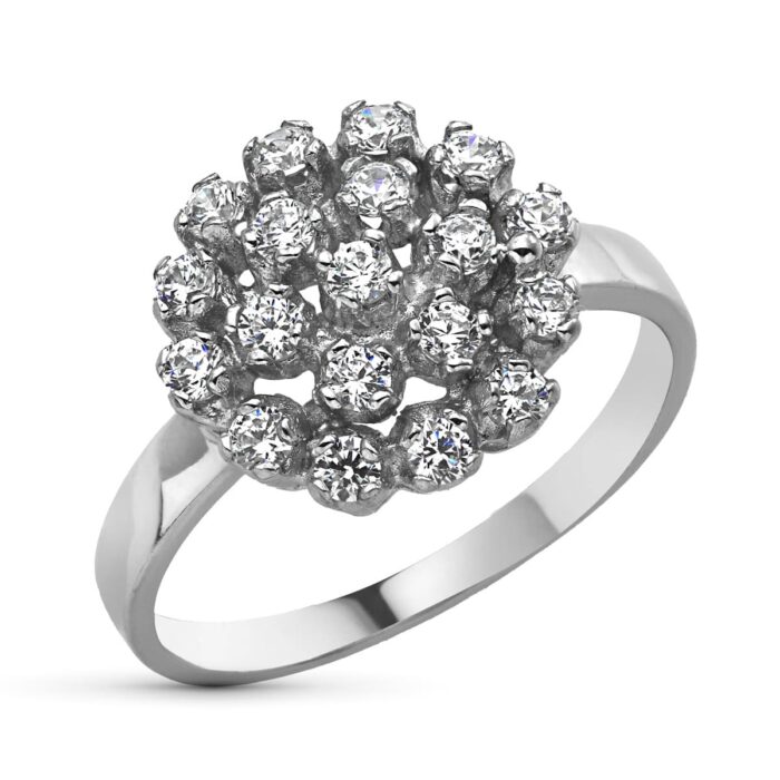 18K SORTIJA ORO BLANCO CUAJO CON CIRCONITAS. ANCHO 13 MM
